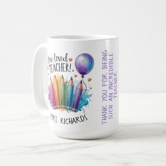1つの愛された先生パーソナライズされたサンキューギフト コーヒーマグカップ (正面左)