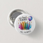 1つの愛された先生パーソナライズされたサンキューギフト 缶バッジ (正面&裏面)