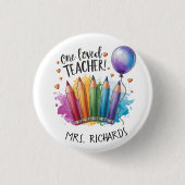 1つの愛された先生パーソナライズされたサンキューギフト 缶バッジ (正面)