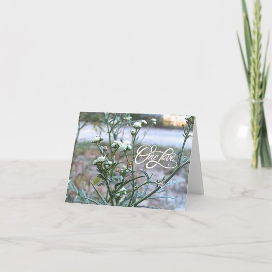 1つの愛、白いワイルドフラワー、自然アートカー空白のド サンキューカード (正面)