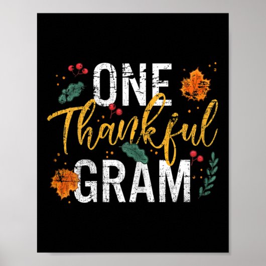 1つの感謝のおばあちゃんグラムかわいい秋感謝祭 ポスター (正面)