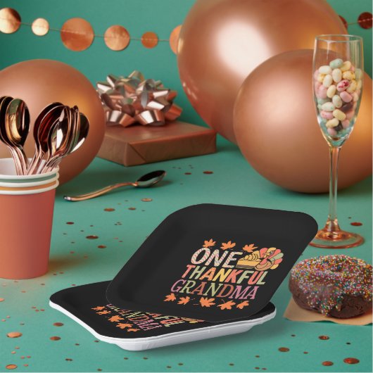 1つの感謝のおばあちゃんナナターキー感謝の日 ペーパープレート (複数)