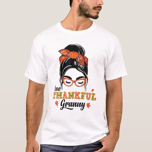 1つの感謝のおばあちゃんヒョウ印刷の汚い感謝してい文 Tシャツ (正面)