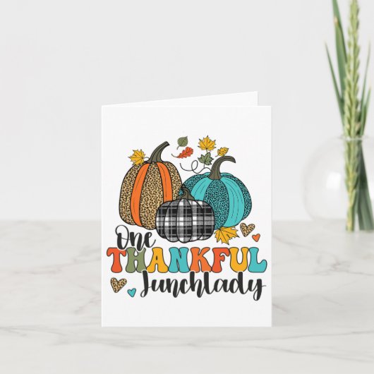 1つの感謝のランチレディースクールカボチャThanksgivi カード (正面)