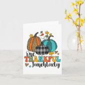 1つの感謝のランチレディースクールカボチャThanksgivi カード (黄色い花)