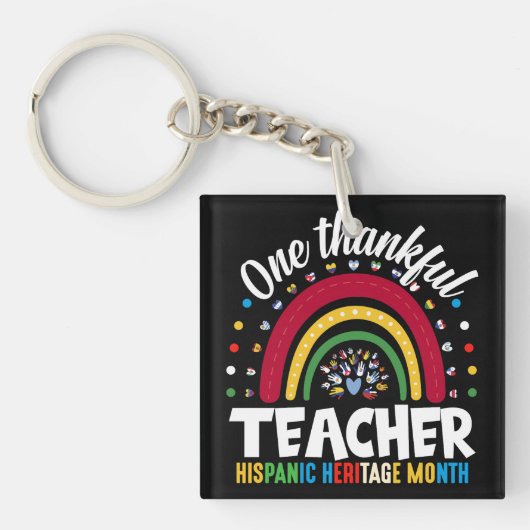 1つの感謝の先生ヒスパニック伝統月フラグ キーホルダー (正面)