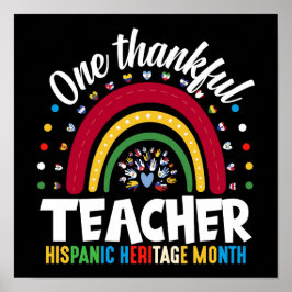1つの感謝の先生ヒスパニック伝統月フラグ ポスター