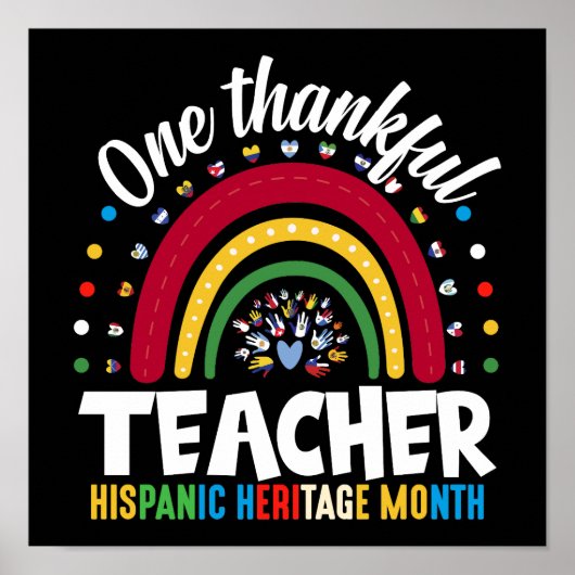 1つの感謝の先生ヒスパニック伝統月フラグ ポスター (正面)