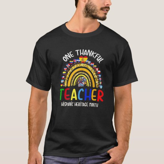 1つの感謝の先生ヒスパニック伝統月数 Tシャツ (正面)