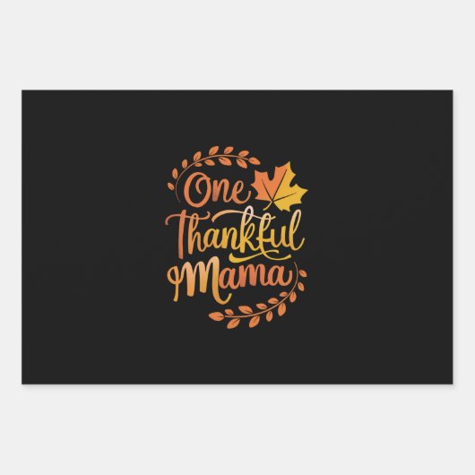 1つの感謝の母かわいい秋感謝秋 ラッピングペーパーシート (正面)
