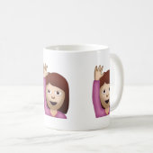 1つの手Emojiを上げている幸せな人 コーヒーマグカップ (正面右)