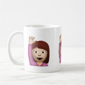 1つの手Emojiを上げている幸せな人 コーヒーマグカップ (左)