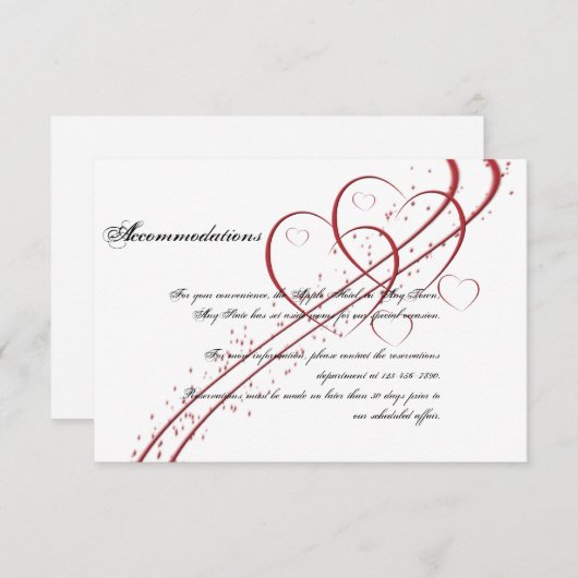 1つの挿入物として2つのハート エンクロージャーカード (正面/裏面)