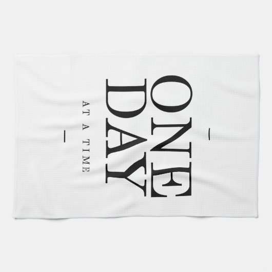 1つの日の活気づけるな節酒の引用文の白い黒 キッチンタオル (横)