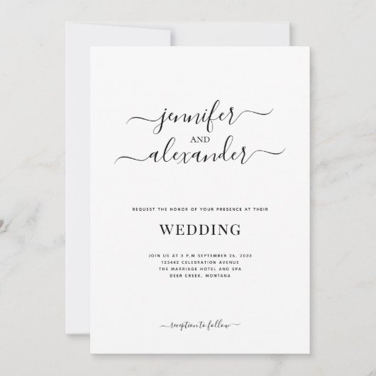 1つの書道ですべて予算を結婚計上する 招待状 (正面)