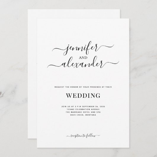 1つの書道ですべて予算を結婚計上する 招待状 (正面/裏面)