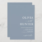 1つの書道でほこりっぽいブルー結婚ズ 招待状 (正面/裏面)