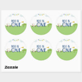 1つの最初の誕生日のカップケーキの穴が青でトッパー ラウンドシール (シート)