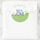 1つの最初の誕生日のカップケーキの穴が青でトッパー ラウンドシール (バッグ)