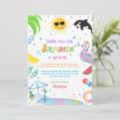 1つの最初の誕生日プールパーティーへのスプラシン サンキューカード (スタンド正面)