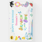 1つの最初の誕生日プールパーティーへのスプラシン 横断幕 (縦)