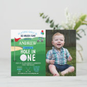 1つの最初の誕生日招待状写真のゴルフ穴 招待状 (スタンド正面)
