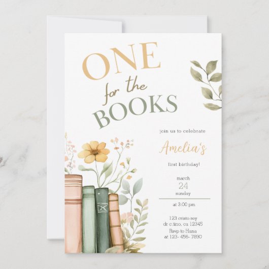 1つの本の最初の誕生日招待状 招待状 (正面)