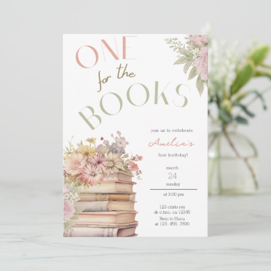 1つの本の最初の誕生日招待状 招待状 (スタンド正面)