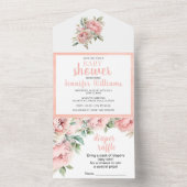 1つの桃の牡丹の赤ちゃんシャワーの招待のすべてで オールインワン招待状 (内側)