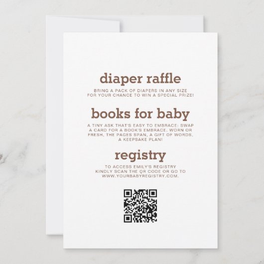 1つの森の動物のベビーシャワーのすべて 招待状 (裏面)