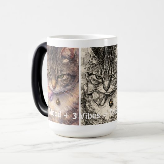 1つの気分 + 3つの雰囲気 = 完全な愛猫家 モーフィングマグカップ (正面左)
