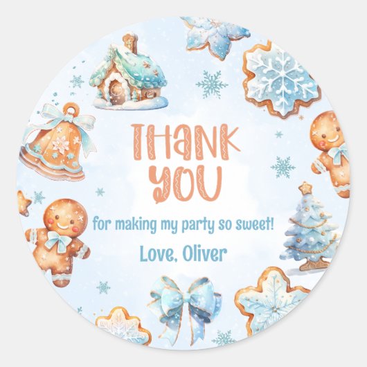 1つの甘いクッキーのクリスマス1歳のバースデ感謝していィーザー ラウンドシール (正面)