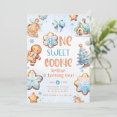 1つの甘いクッキーボーイクリスマス1歳の誕生日 招待状 (スタンド正面)