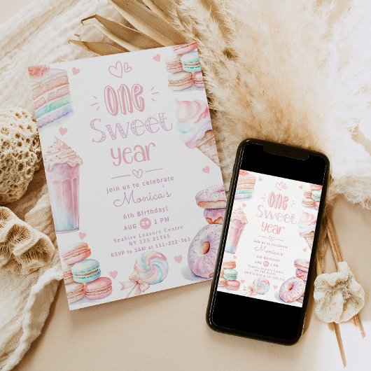 1つの甘い年1日の誕生日 招待状