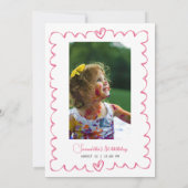 1つの甘い桃かわいいフォトガール1st誕生日 招待状 (裏面)