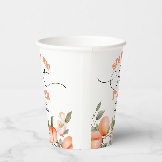 1つの甘い桃の水色1日の誕生日 紙コップ (右)