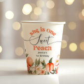 1つの甘い桃の水色1日の誕生日 紙コップ