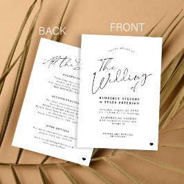 1つの白黒でミニマシンプルリスト結婚 招待状