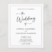 1つの白黒の結婚式の招待ですべての予算 (正面)