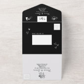 1つの白黒QRコードでドードルハンドが描画 オールインワン招待状 (外側)