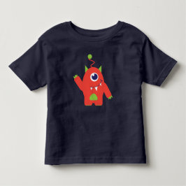 1つの目のエイリアンオレンジと緑の幼児のTシャツ トドラーTシャツ