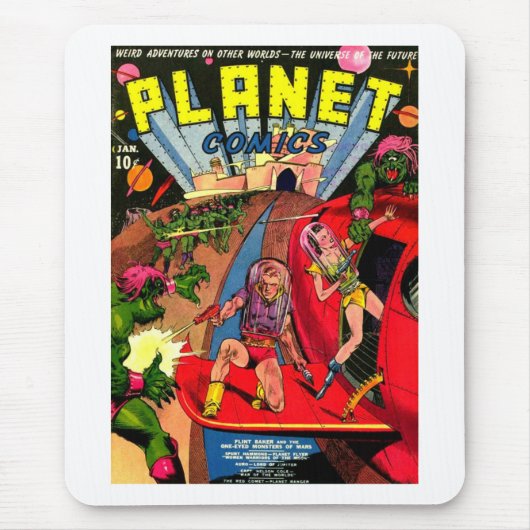 1つの目の宇宙モンスターの戦い マウスパッド (正面)