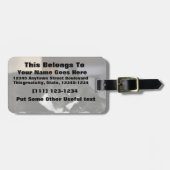 1つの目タキシード猫の白黒にあること開いた ラゲッジタグ (正面横)