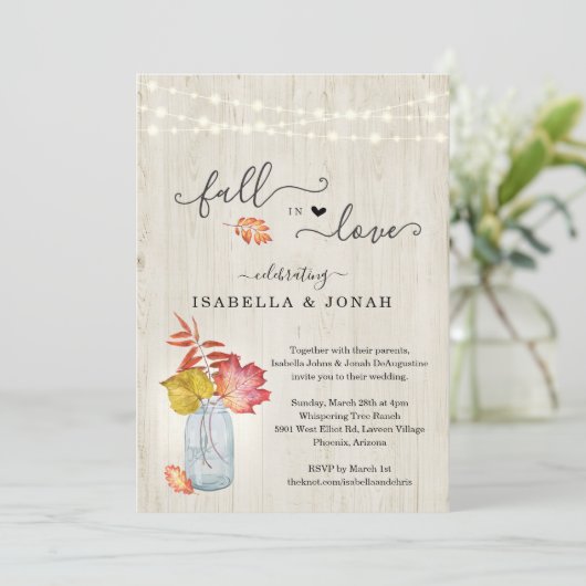 1つの秋で愛の全結婚式招待状とRSVP 招待状 (スタンド正面)