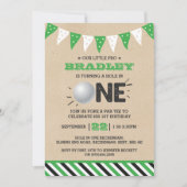 1つの穴 |ゴルフ1stバースデーパーティー 招待状 (正面)