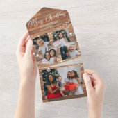 1つの素朴クリスマスカードにクリスマス5の写真すべて オールインワン招待状 (貼ってはがせる)