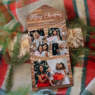 1つの素朴クリスマスカードにクリスマス5の写真すべて オールインワン招待状