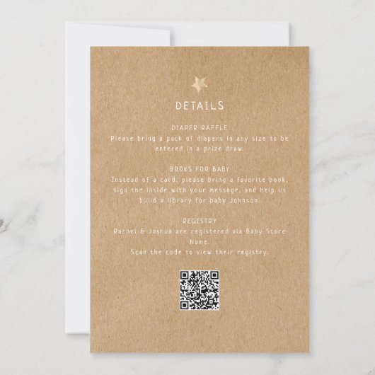 1つの素朴ベビーのシャワーに虹 招待状 (裏面)