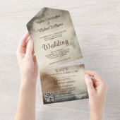 1つの素朴結婚式ですべて招待QRコードRSVP オールインワン招待状 (貼ってはがせる)