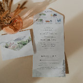 1つの素朴結婚式でマウンテンブドウ園すべてを招待 オールインワン招待状